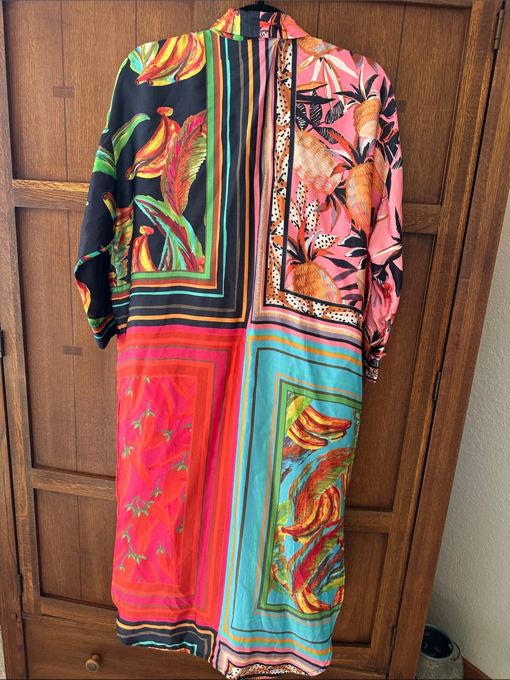 FARM Rio Multicolor Tropical Patchwork Maxi Dress with Pink and Turquoise Panels - Picture 5 of 8